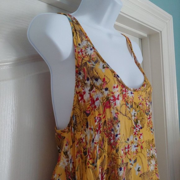 Free People One Yellow/Red/Green Sleeveless Tiered Ruffle Dress XS - Picture 6 of 16